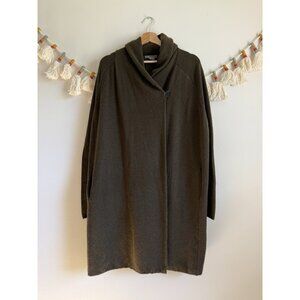 Vince Army Green Yak Wool Shawl Neck Single Button Wrap Cardigan Cozy Outdoor M